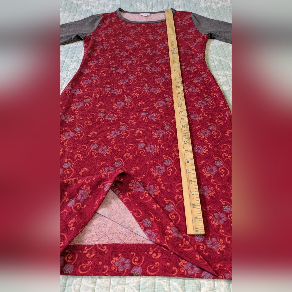LuLaRoe Red and Gray Floral Dress. Size M. - Picture 3 of 5